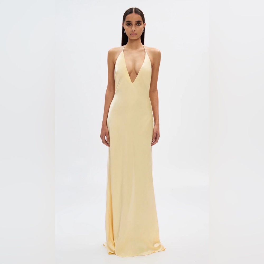 Misha THE 'HONOR' SATIN DRESS in butter yellow, size s